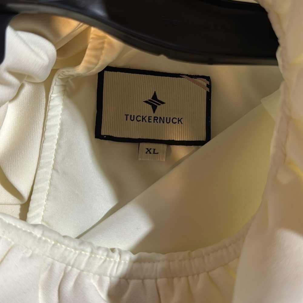 Tuckernuck Mason top; ruffle collar and bow tie back swing top in ivory, sz XL - Picture 7 of 7
